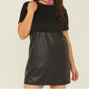 ARULA Black Faux Leather Mini Dress